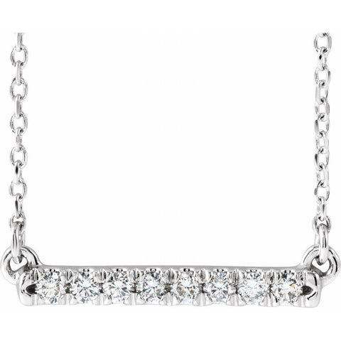Sterling Silver Genuine Diamond French-Set Bar Necklace