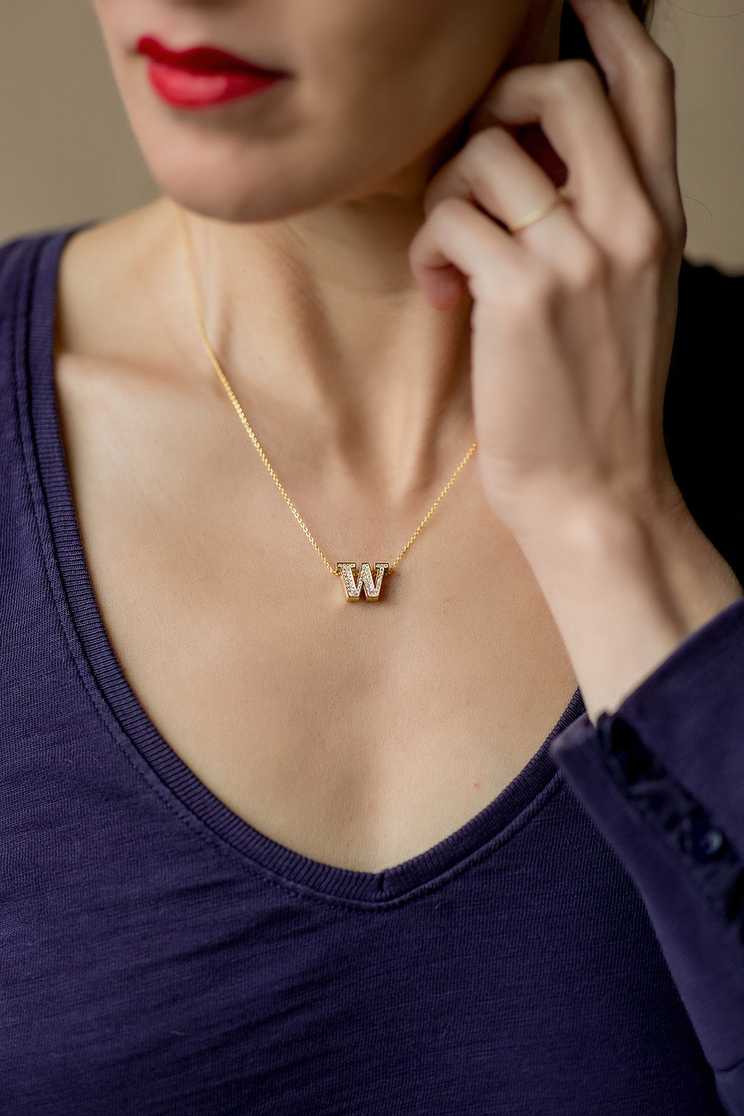 UW Gold Diamond Micropavé Block Pendant