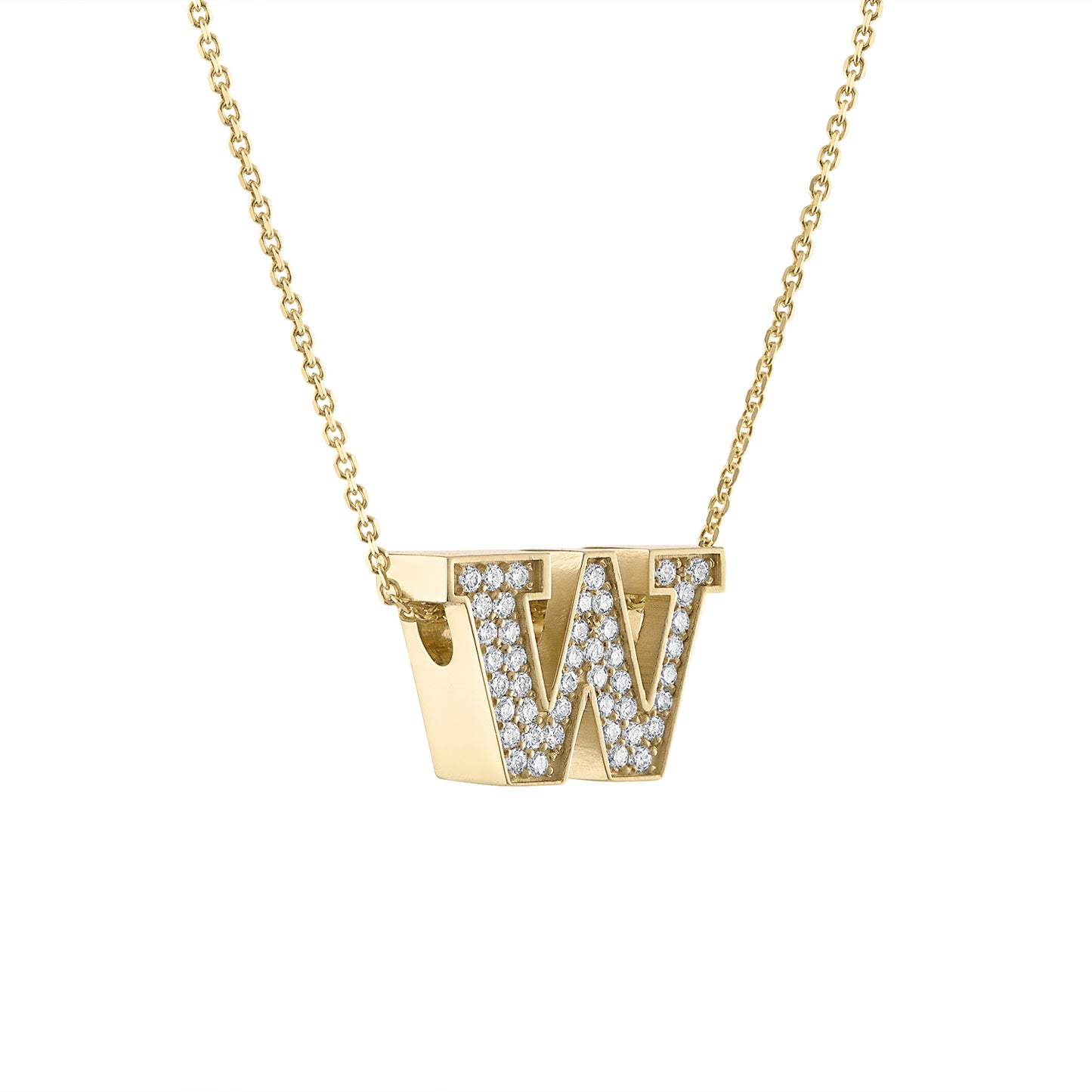 UW Gold Diamond Micropavé Block Pendant