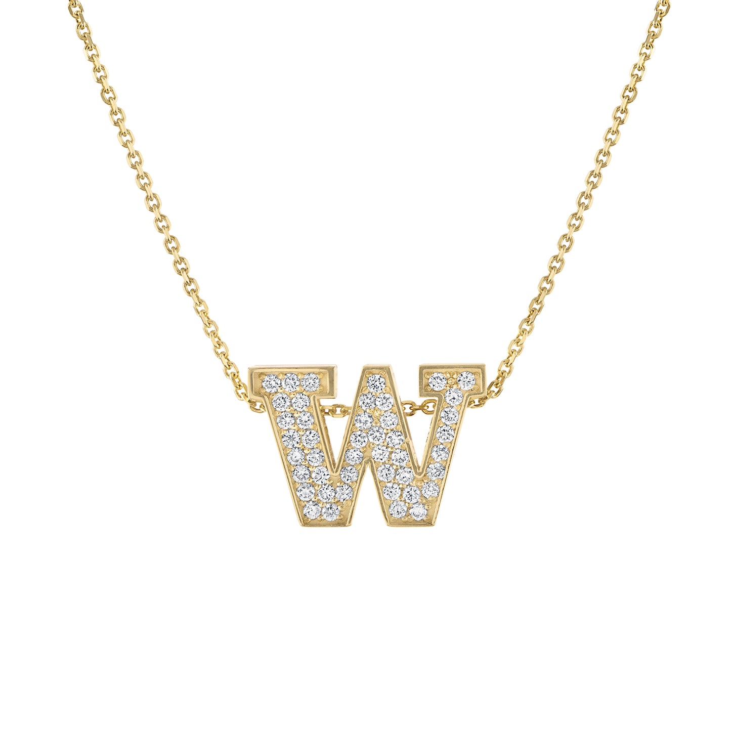 UW Gold Diamond Micropavé Block Pendant