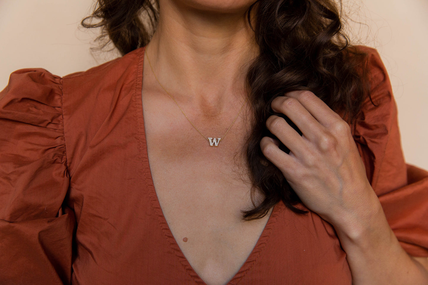 UW Gold Diamond Micropavé Block Pendant