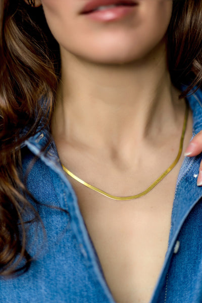 14K Gold Herringbone Chain