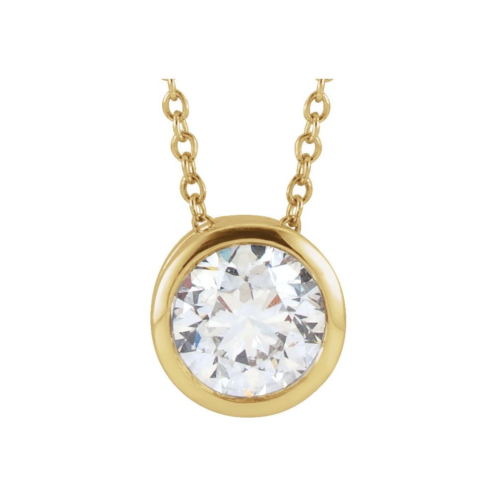 14K Gold Lab-Grown Bezel-Set Diamond Pendant