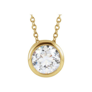 14K Gold Lab-Grown Bezel-Set Diamond Pendant