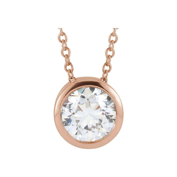14K Gold Lab-Grown Bezel-Set Diamond Pendant