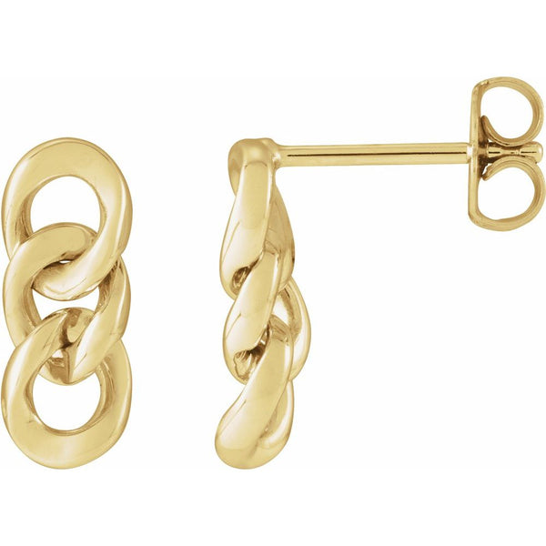 14K Gold Curb Chain Link Earrings