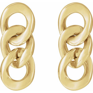 14K Gold Curb Chain Link Earrings