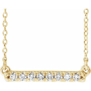 14K Gold Genuine Diamond French-Set Bar Necklace