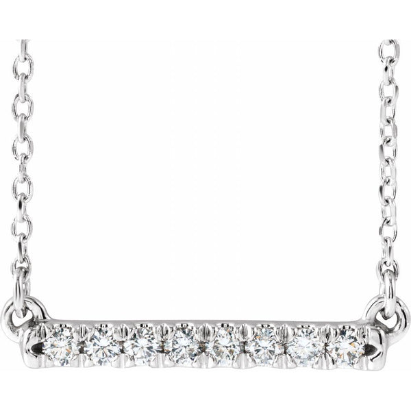 14K Gold Genuine Diamond French-Set Bar Necklace