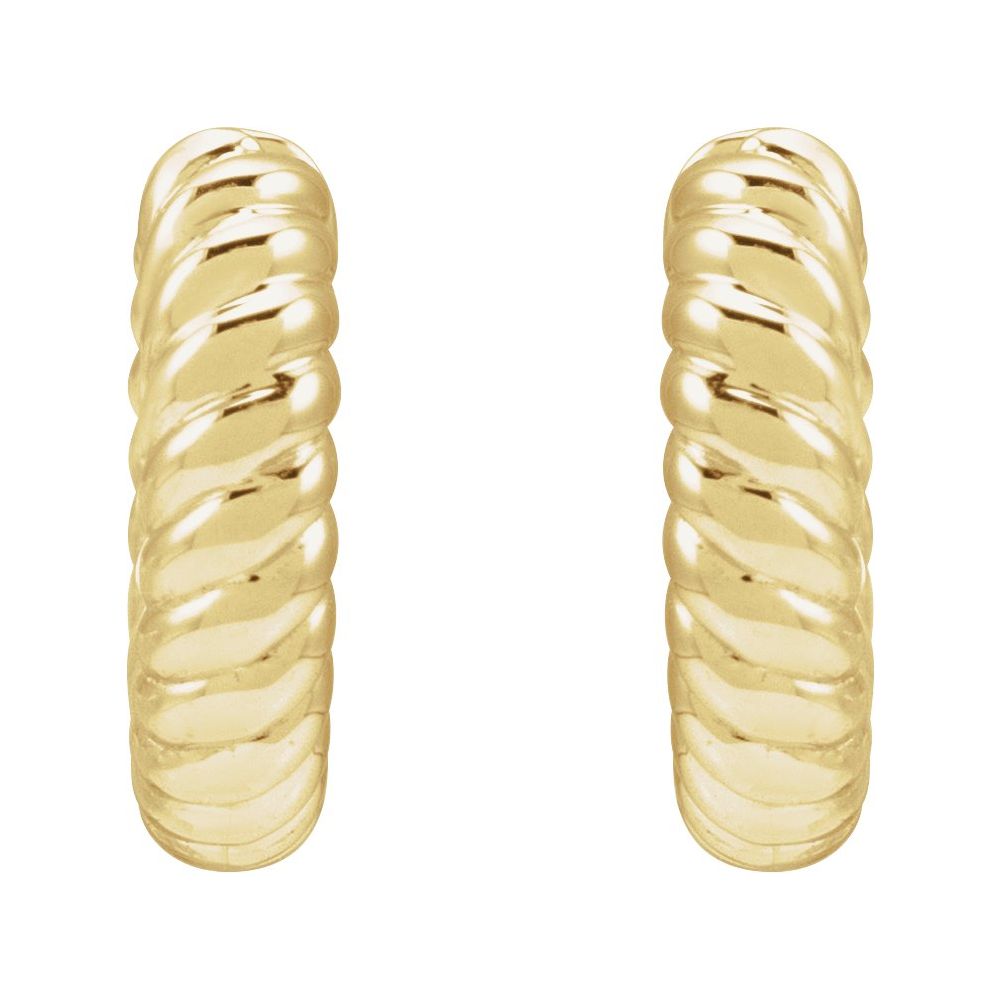 14K Gold Hinged Rope Hoop Earrings