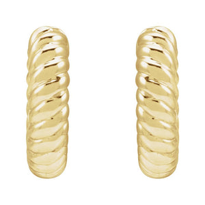14K Gold Hinged Rope Hoop Earrings
