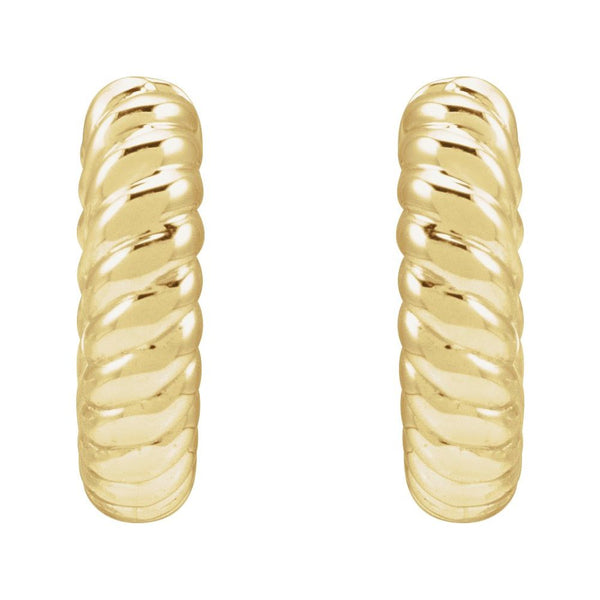 14K Gold Hinged Rope Hoop Earrings