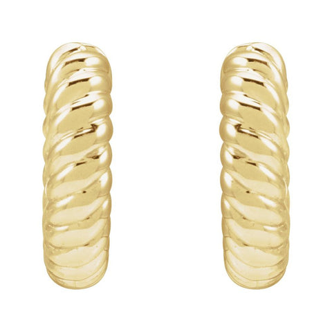 14K Gold Hinged Rope Hoop Earrings