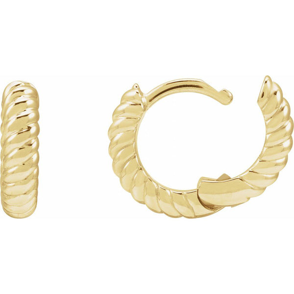 14K Gold Hinged Rope Hoop Earrings
