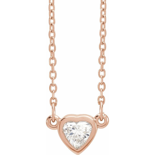14K Gold Genuine Diamond Heart Necklace