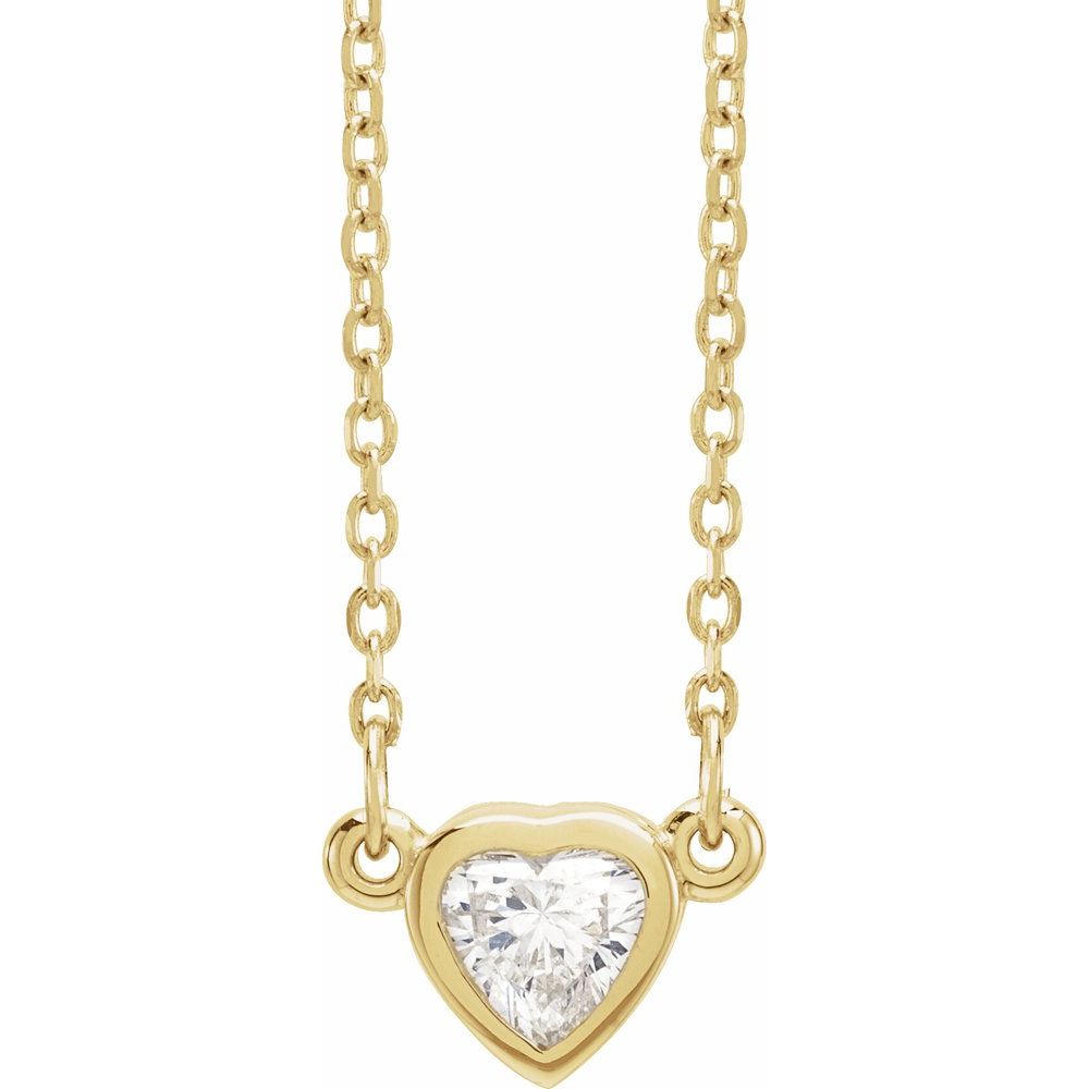 14K Gold Genuine Diamond Heart Necklace