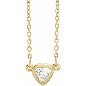 14K Gold Genuine Diamond Heart Necklace