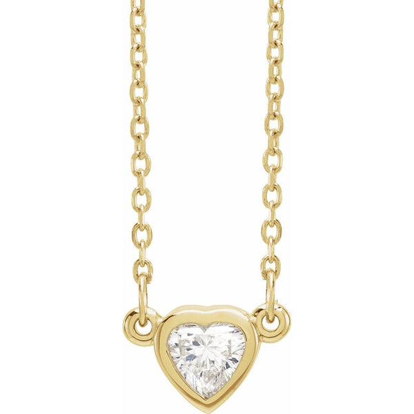 14K Gold Genuine Diamond Heart Necklace
