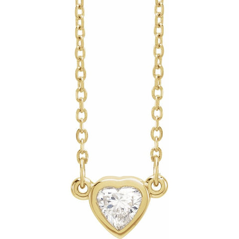 14K Gold Genuine Diamond Heart Necklace