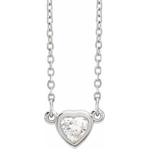 Sterling Silver Genuine Diamond Heart Necklace