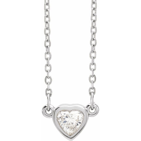 Sterling Silver Genuine Diamond Heart Necklace
