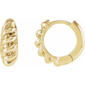 14K Yellow Gold Rope Dome Earrings