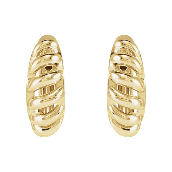 14K Yellow Gold Rope Dome Earrings