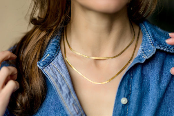 14K Gold Herringbone Chain