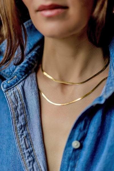 14K Gold Herringbone Chain