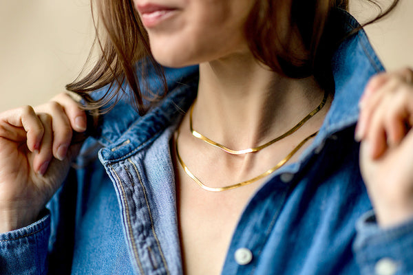 14K Gold Herringbone Chain