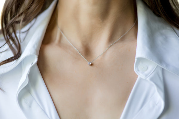 14K Gold and Lab-Grown Diamond Solitaire Pendant