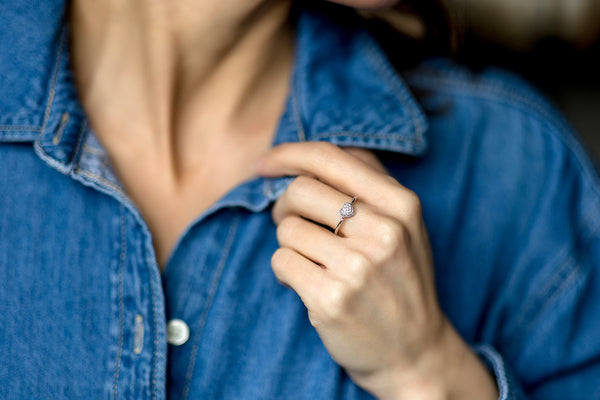 14K Gold Micropavé Diamond Puffy Heart Ring