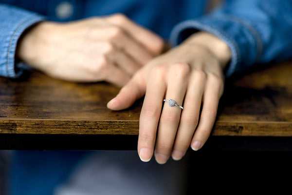 14K Gold Micropavé Diamond Puffy Heart Ring