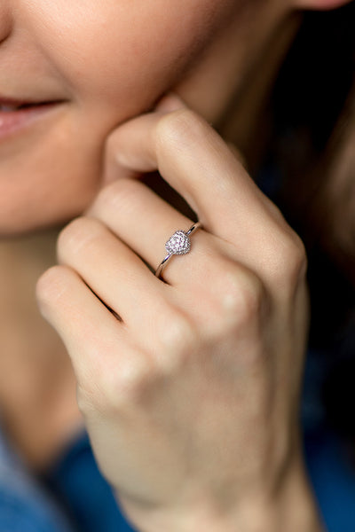 14K Gold Micropavé Diamond Puffy Heart Ring