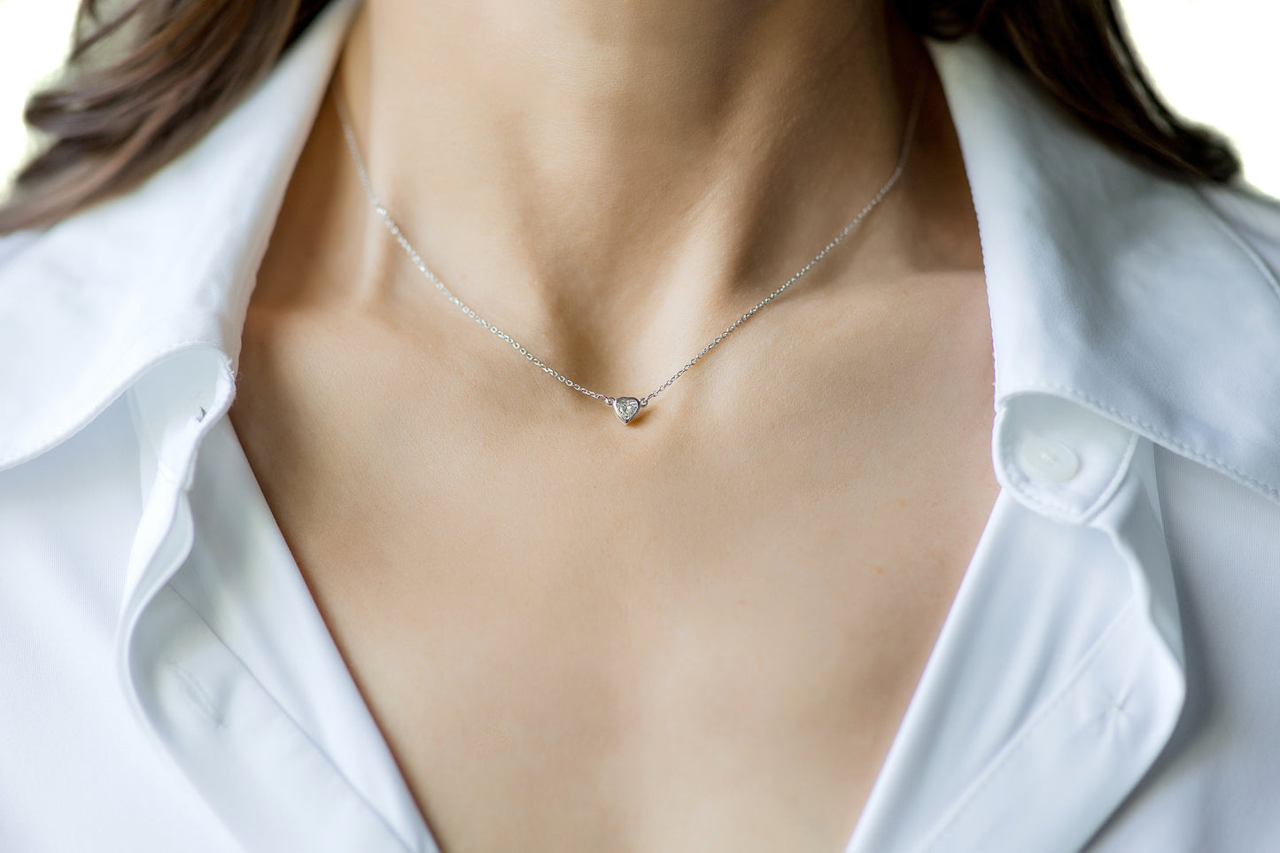 Sterling Silver Genuine Diamond Heart Necklace