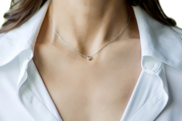 Sterling Silver Genuine Diamond Heart Necklace