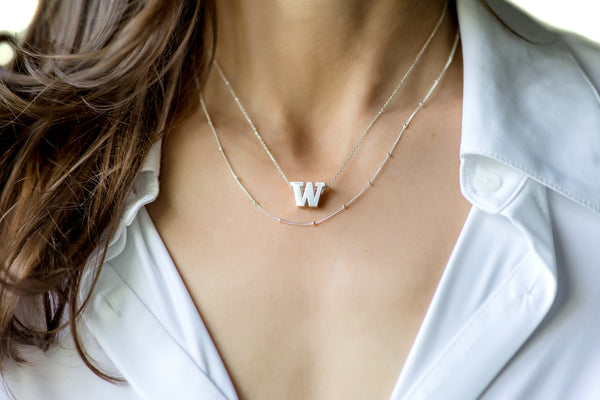 UW Large Silver W Pendant