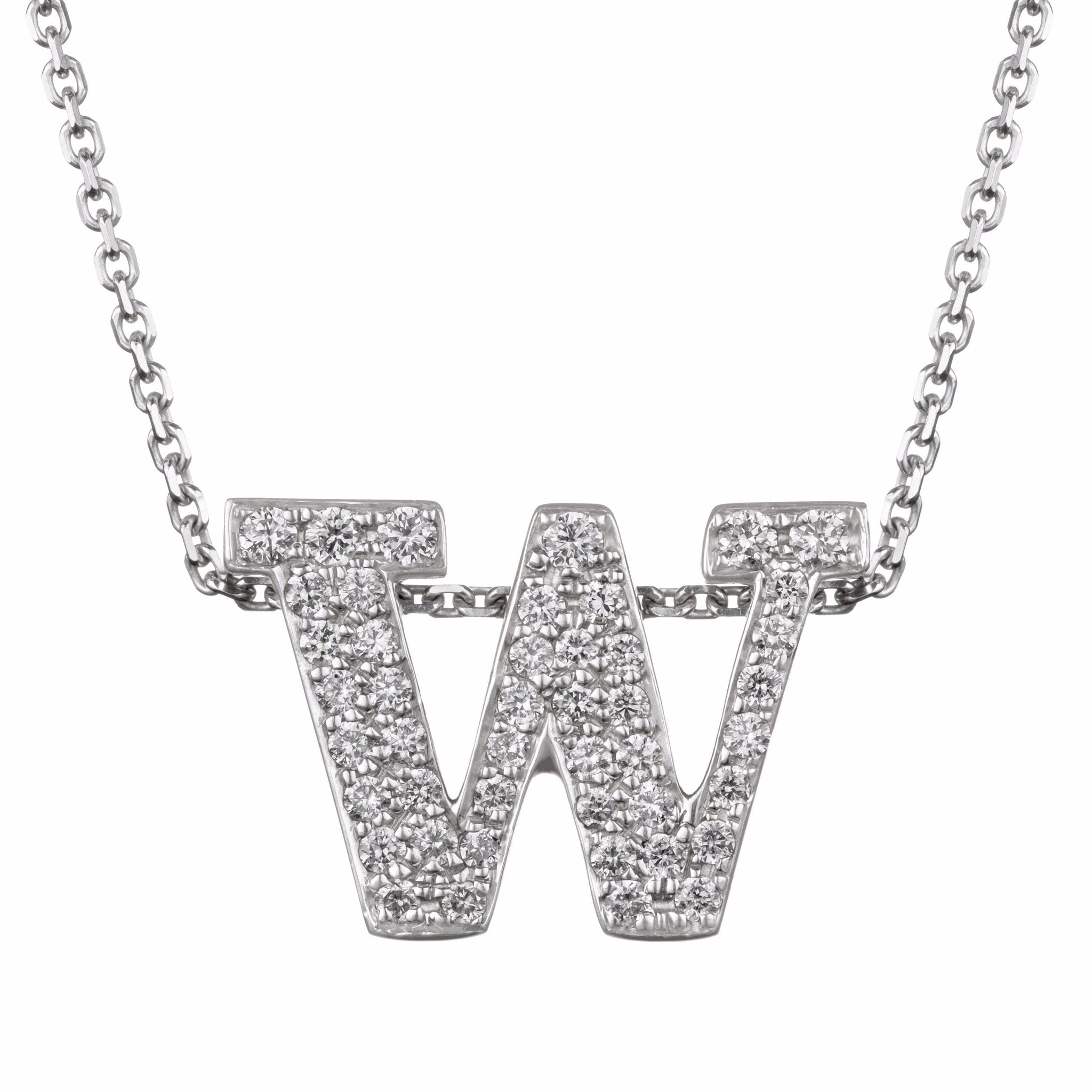 UW Large Silver and Diamond Micropavé Block Pendant