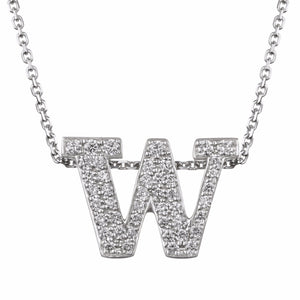 UW Large Silver and Diamond Micropavé Block Pendant