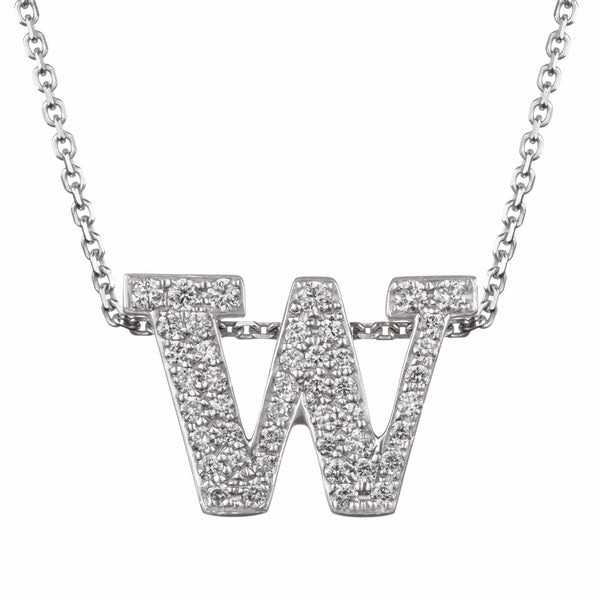 UW Large Silver and Diamond Micropavé Block Pendant