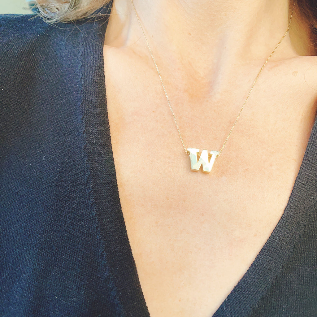 UW Large Gold W Pendant Heirloom fine jewelry officially licensed