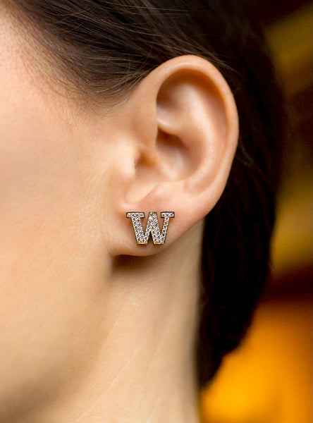 UW Gold and Diamond Micropavé Earrings
